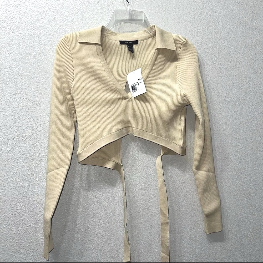 NWT Women's Cream Ribbed Knit Top